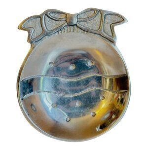 Vintage Christmas Ornament Silver Serving Bowl Holiday Dish Made in India